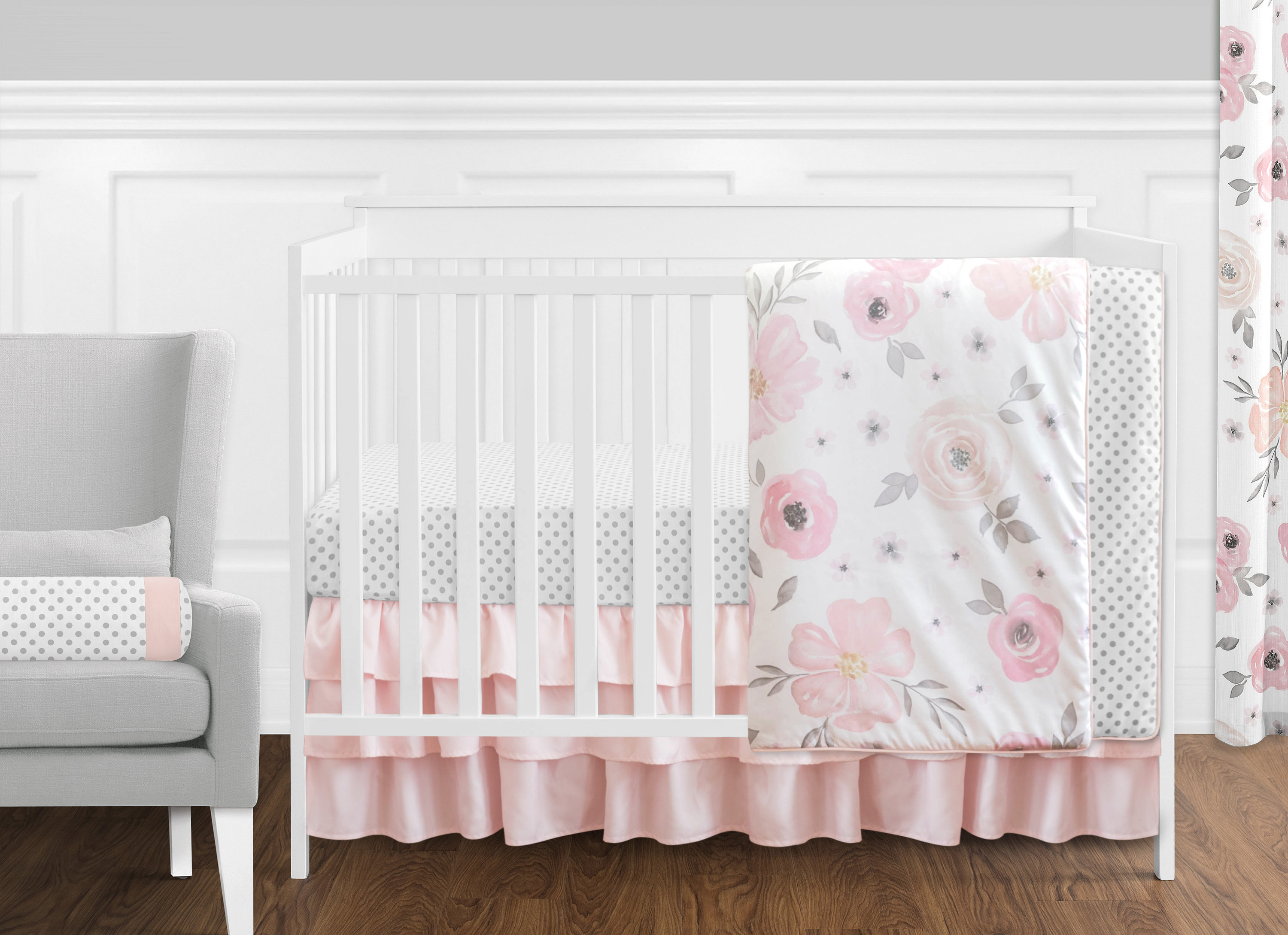 Watercolor nursery bedding sale